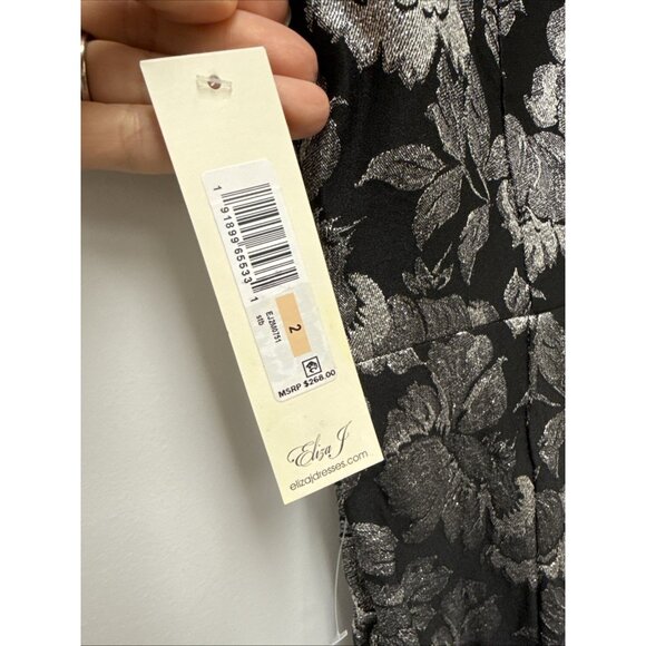 Eliza J Womens Size 2 Black One-Shoulder Jacquard Formal Gown Cocktail Dress NWT - Picture 6 of 9